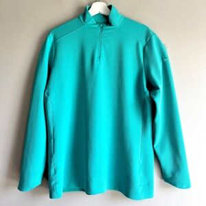 Nike womens dri fit 1/4 zip pullover top XL teal green UV golf tennis pickleball